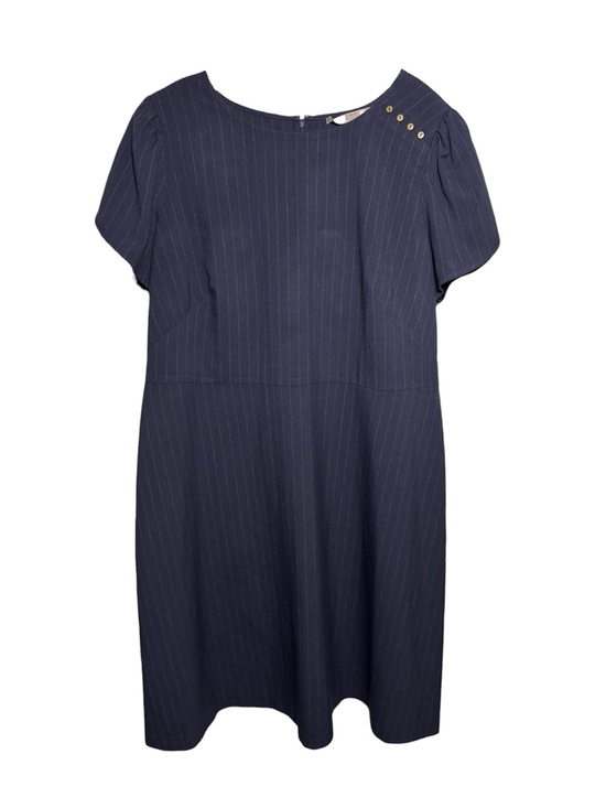LOFT Dresses & Skirts - Loft plus Navy Pinstripe Short Sleeve Shift Dress size 16